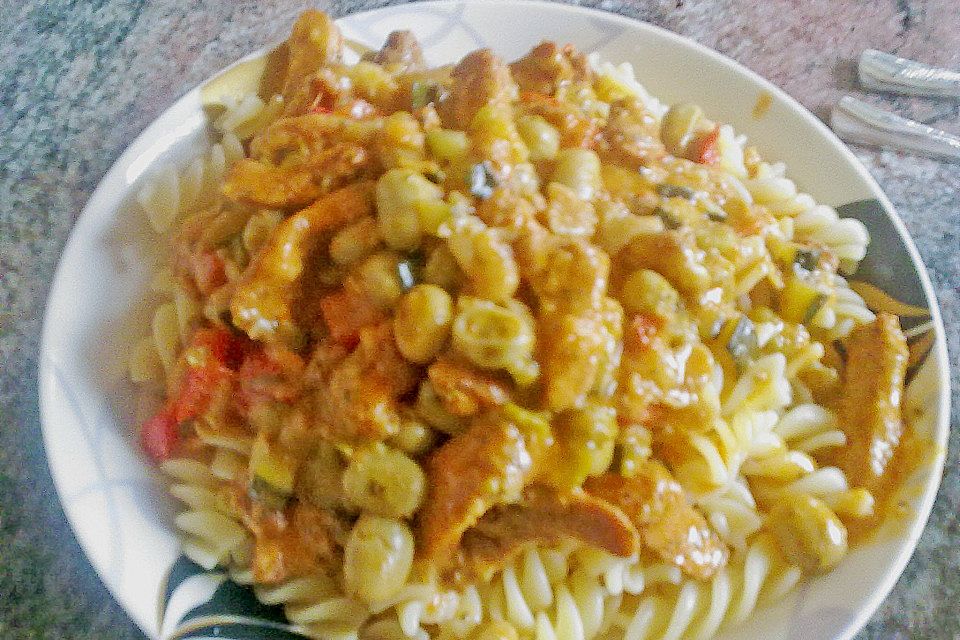 Italienisches Geschnetzeltes an Pasta