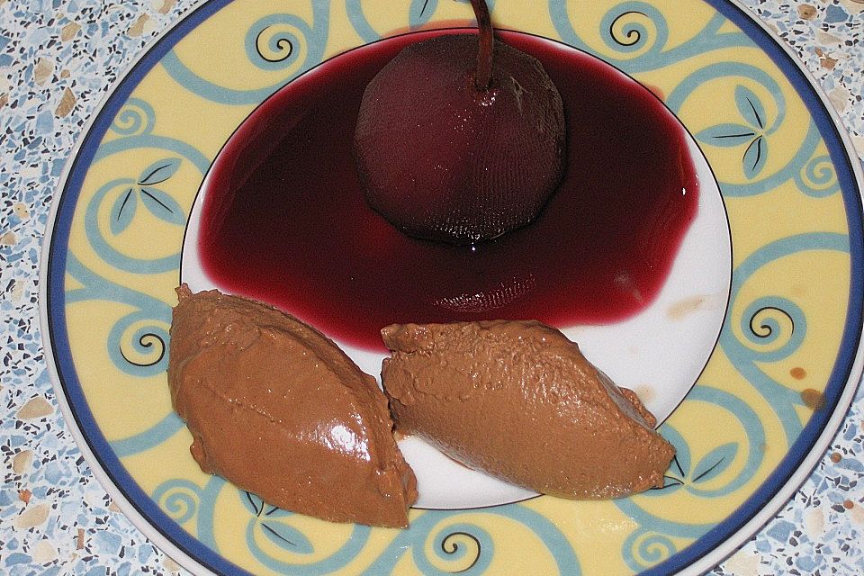 Schoko - Mousse mit Holunderbirnen