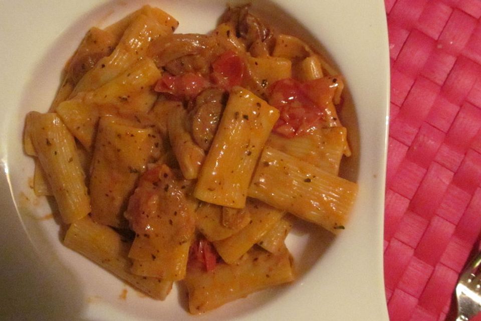 Pasta mit Chorizo - Zwiebel - Sauce