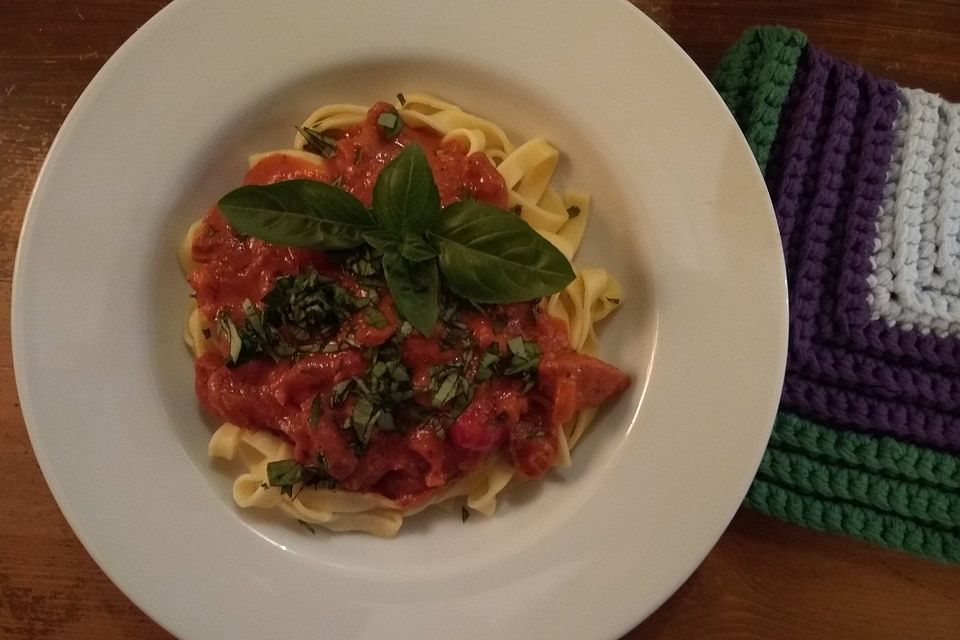 Pasta mit Chorizo - Zwiebel - Sauce