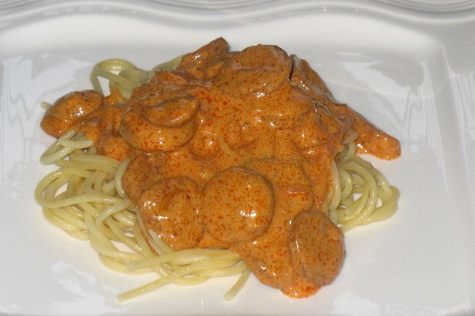 Pasta mit Chorizo - Zwiebel - Sauce