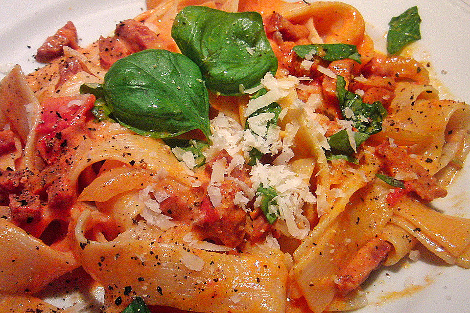 Pasta mit Chorizo - Zwiebel - Sauce