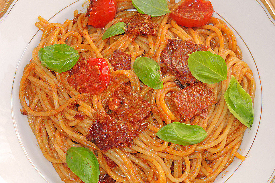 Pasta mit Chorizo - Zwiebel - Sauce