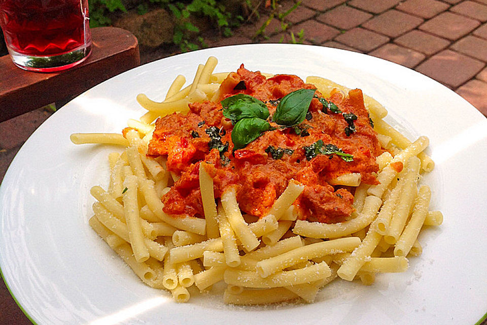 Pasta mit Chorizo - Zwiebel - Sauce