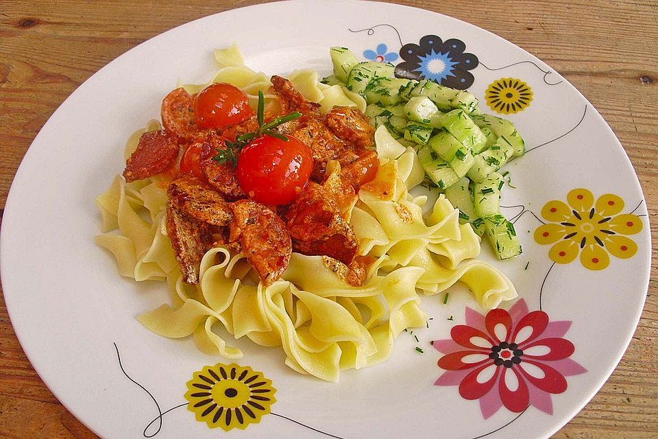 Pasta mit Chorizo - Zwiebel - Sauce