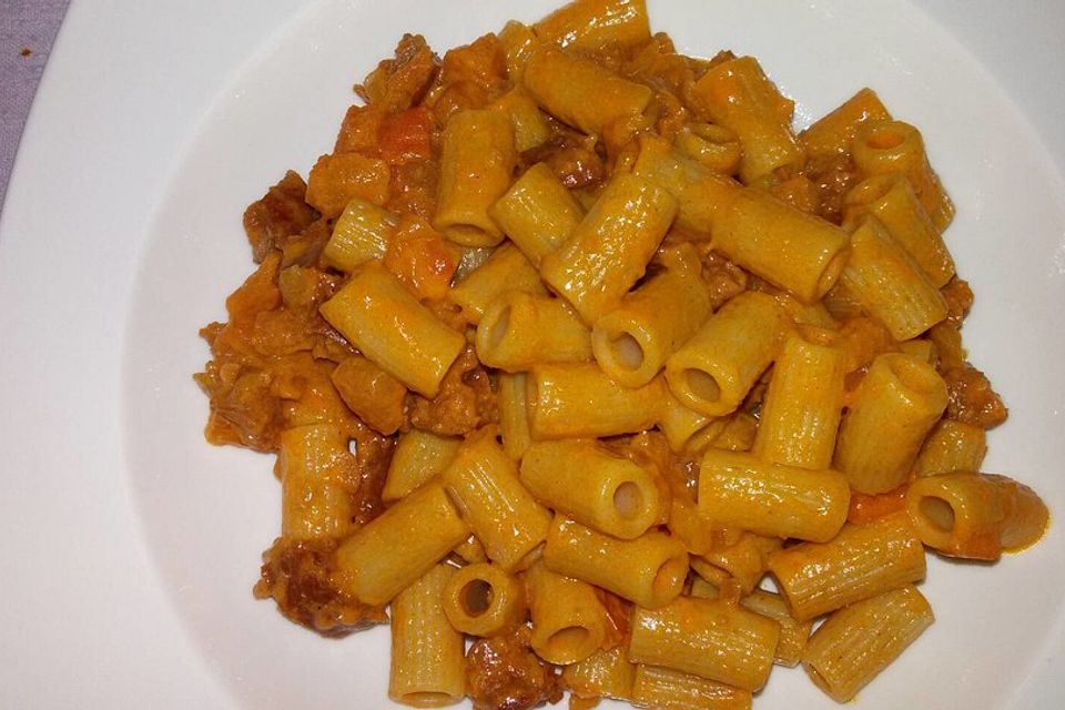 Pasta mit Chorizo - Zwiebel - Sauce