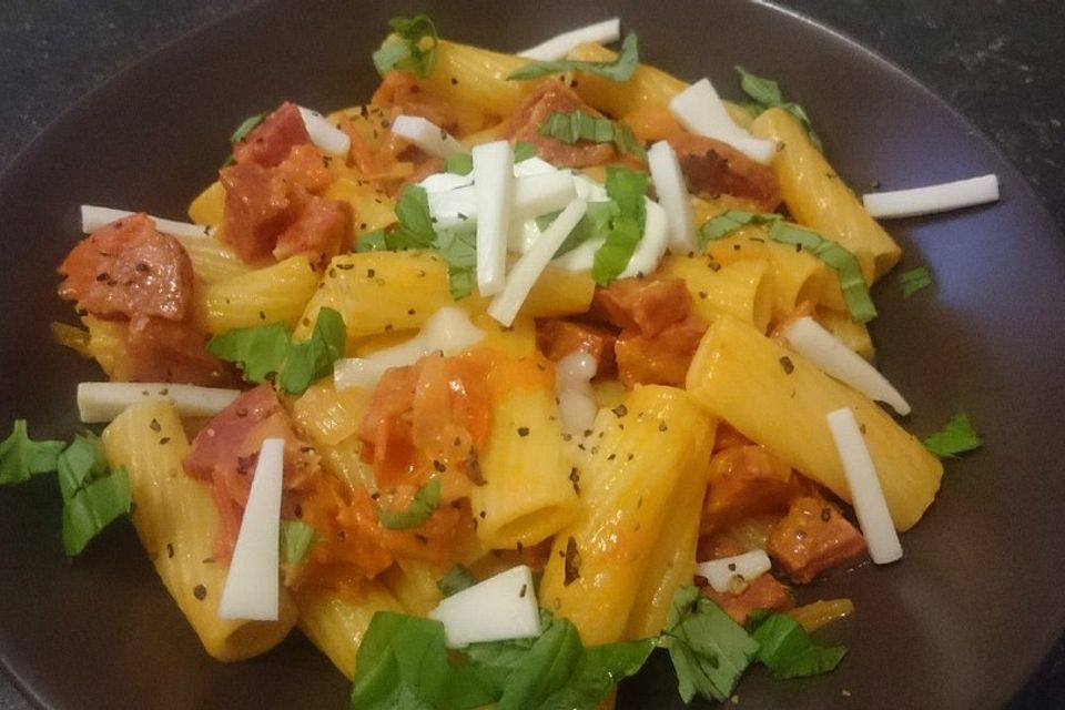 Pasta mit Chorizo - Zwiebel - Sauce