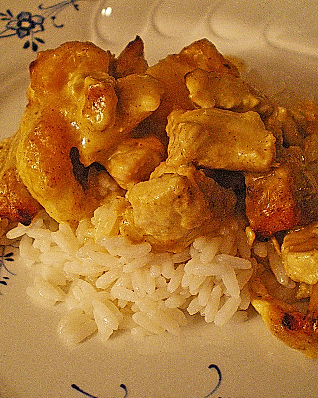 Curryhuhn mit Pfirsichen