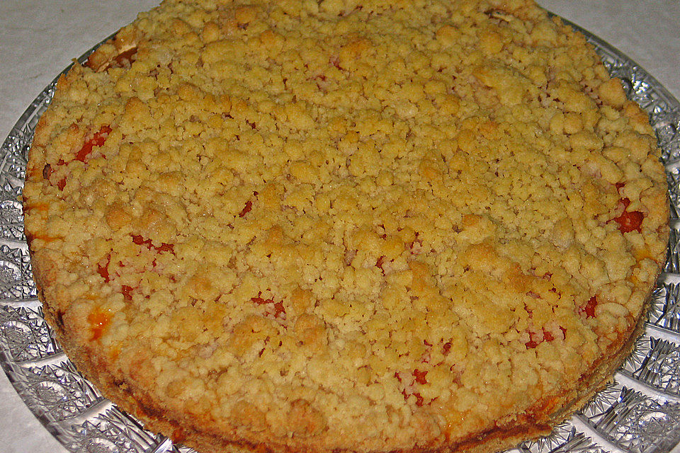 Saftiger Käsekuchen mit Aprikosen und Streuseln