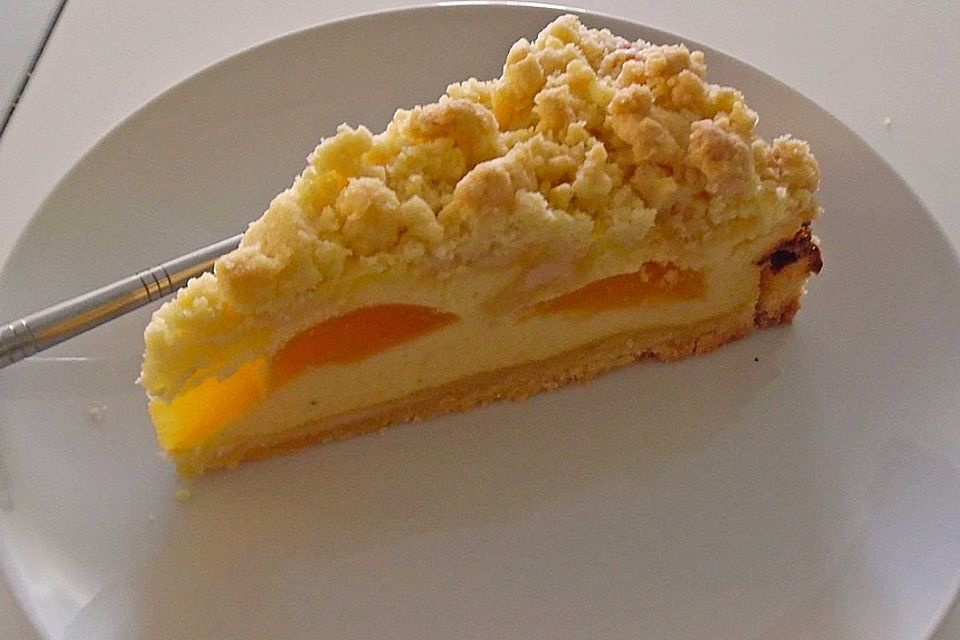 Saftiger Käsekuchen mit Aprikosen und Streuseln