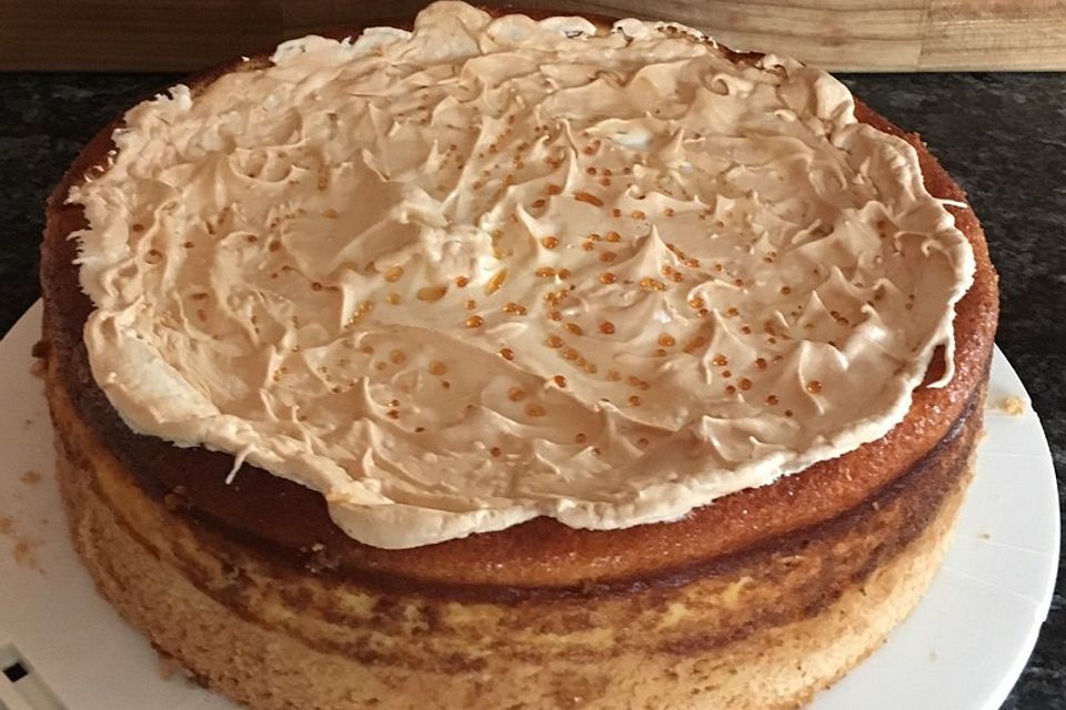 Mandarinen - Quark - Kuchen mit Baiserhaube