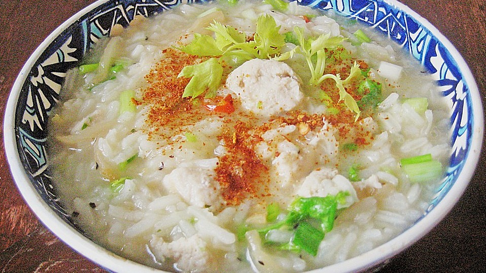 Tschohk - thailändische dicke Reissuppe mit Huhn von Dorry