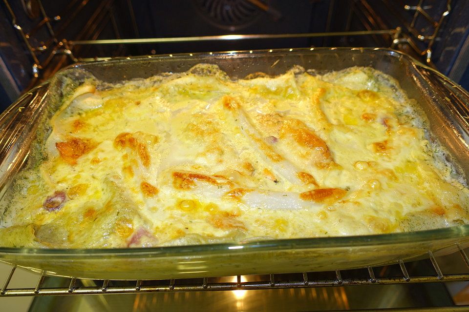 Lasagne mit Lachs und Spargel