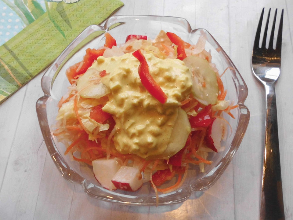 Bunter Salat mit indischem Dressing von Ergobiene| Chefkoch