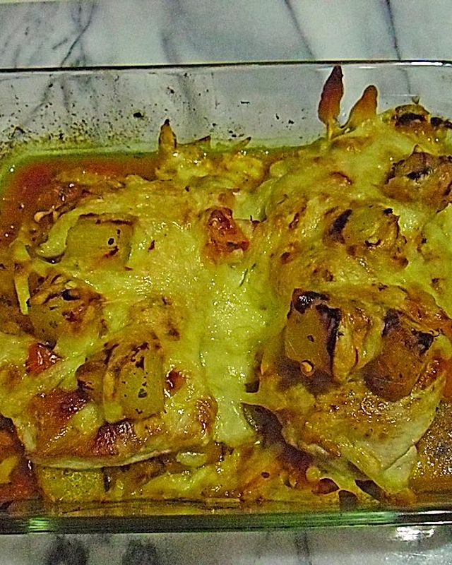 Gebackenes Tomaten - Ananas - Schnitzel