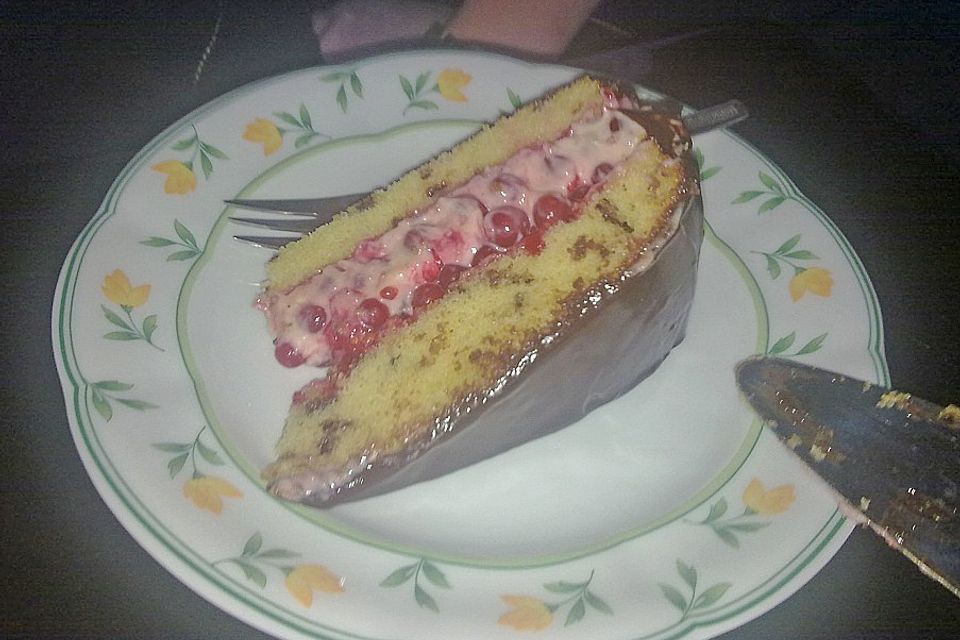 Sahnige Johannisbeertorte mit Schokolade