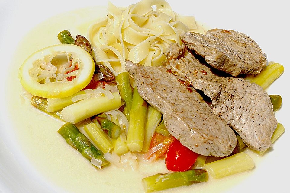 Zitronenspargel mit Kalbssteaks