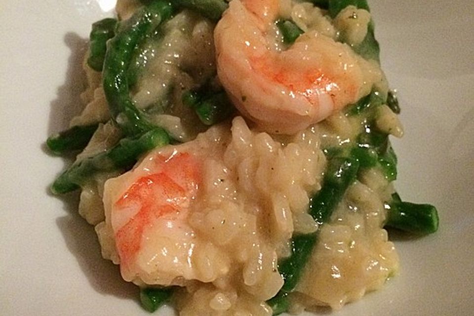 Prosecco - Risotto mit Scampi und grünem Spargel