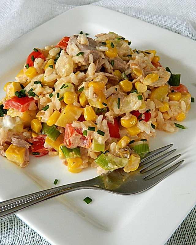 Gemüse - Reispfanne mit Thunfisch
