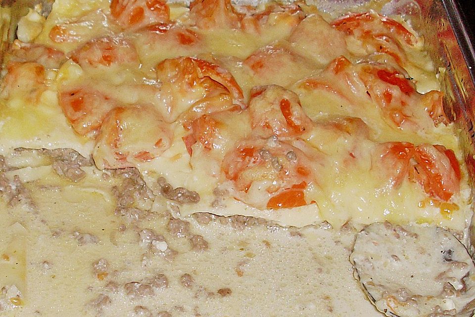 Hack -Tomaten Lasagne mit Schafskäse