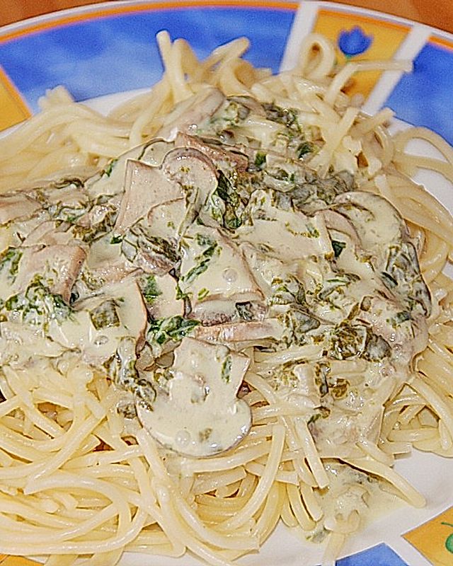 Bärlauch - Spaghetti mit Champignons