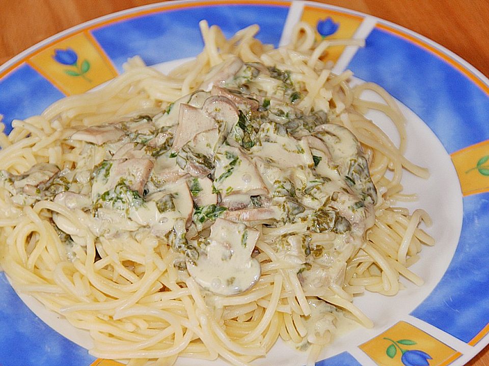 Bärlauch - Spaghetti mit Champignons von Kräuterweible| Chefkoch