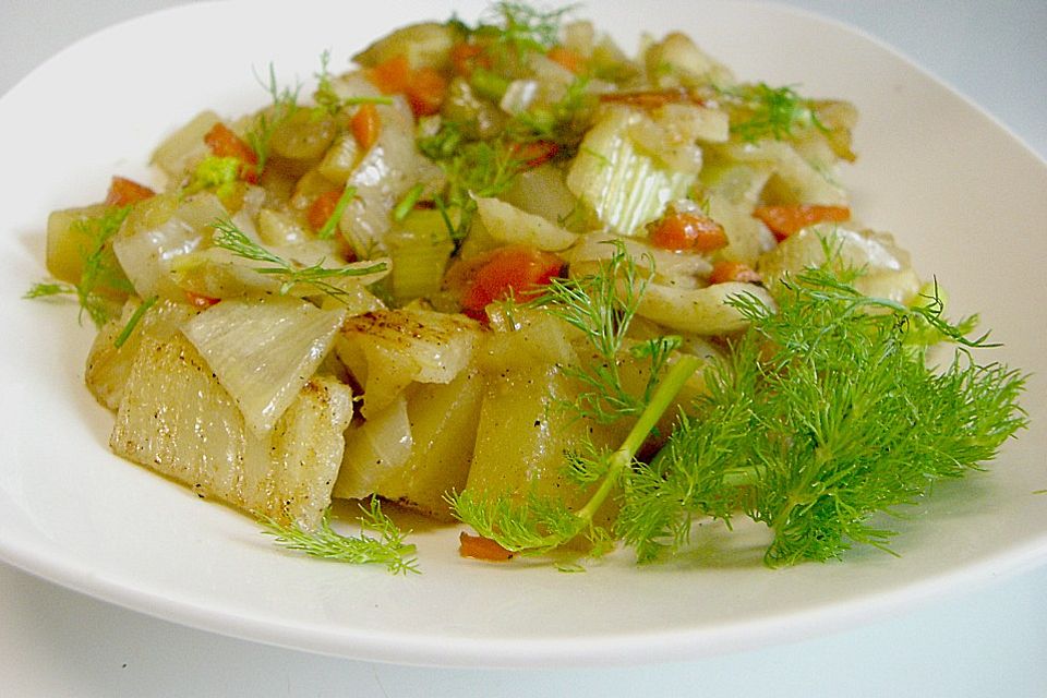 Fenchel - Chicorée - Gemüsepfanne