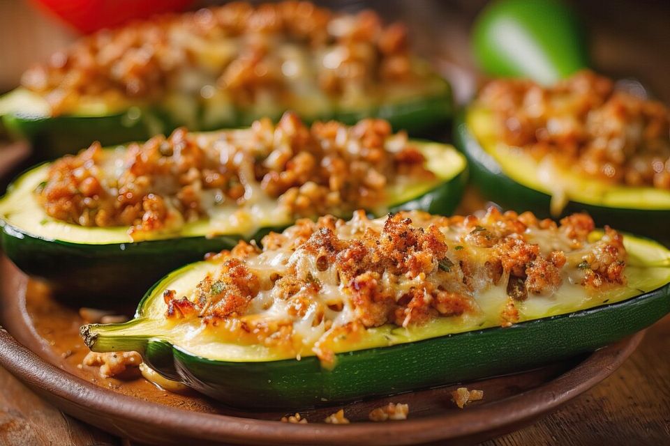 Gefüllte Zucchini mit Hackfleisch und Käse