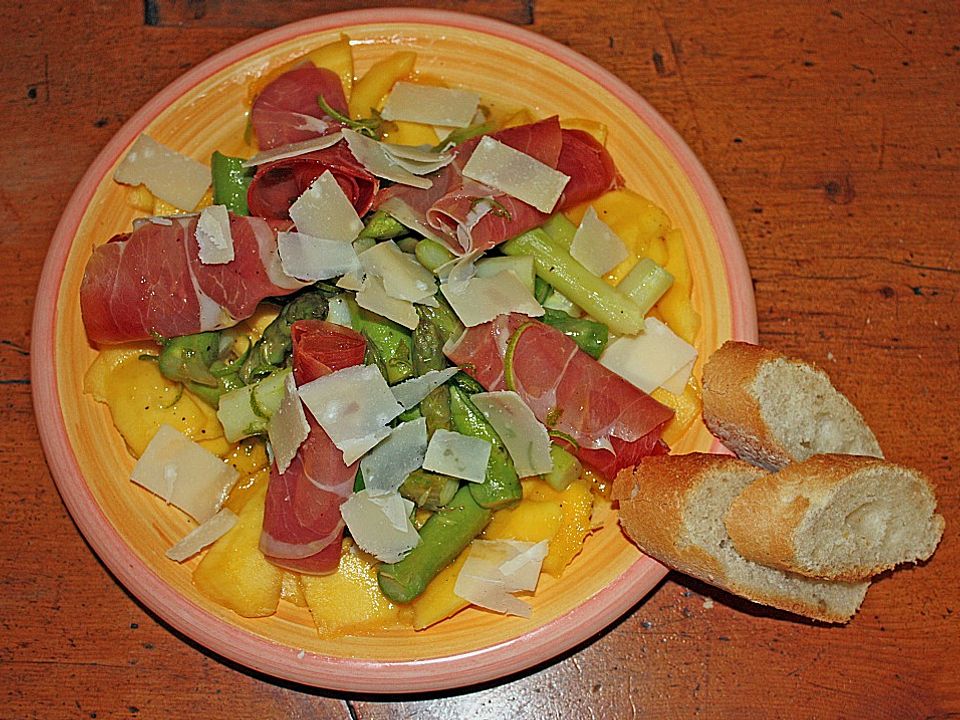 Mangos mit Serranoschinken, Limettenvinaigrette und Spargel von ...