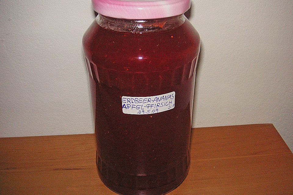 Erdbeer - Ananas - Apfel - Pfirsich - Marmelade