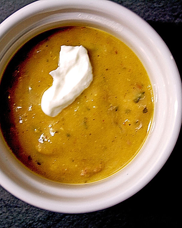 Karotten - Ingwer Suppe mit roten Linsen und Hackfleisch