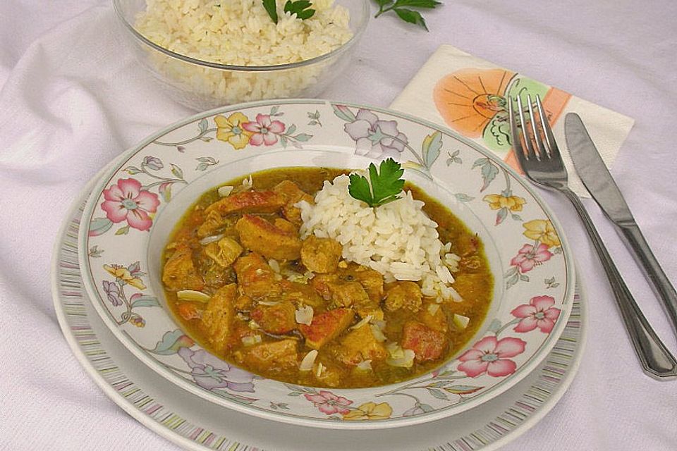 Curry - Senf - Geschnetzeltes mit Reis