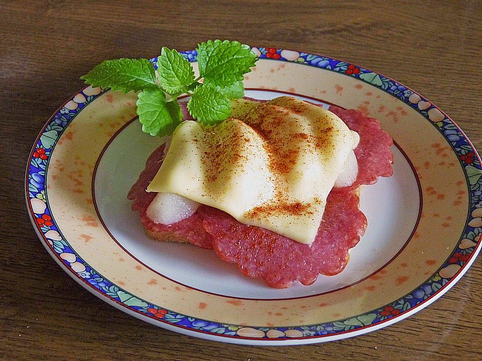 Überbackener Salami - Birnen - Toast von Stift1 | Chefkoch