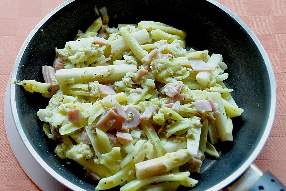 Spargelrösti mit Schinkenwürfeln Spargelrösti mit Schinkenwürfeln