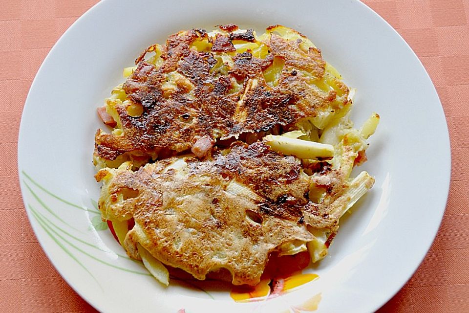 Spargelrösti mit Schinkenwürfeln Spargelrösti mit Schinkenwürfeln