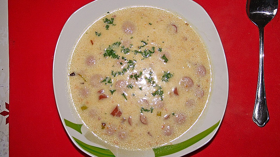 Kartoffelsuppe Mit Kase Und Schinken Von Roccy09 Chefkoch