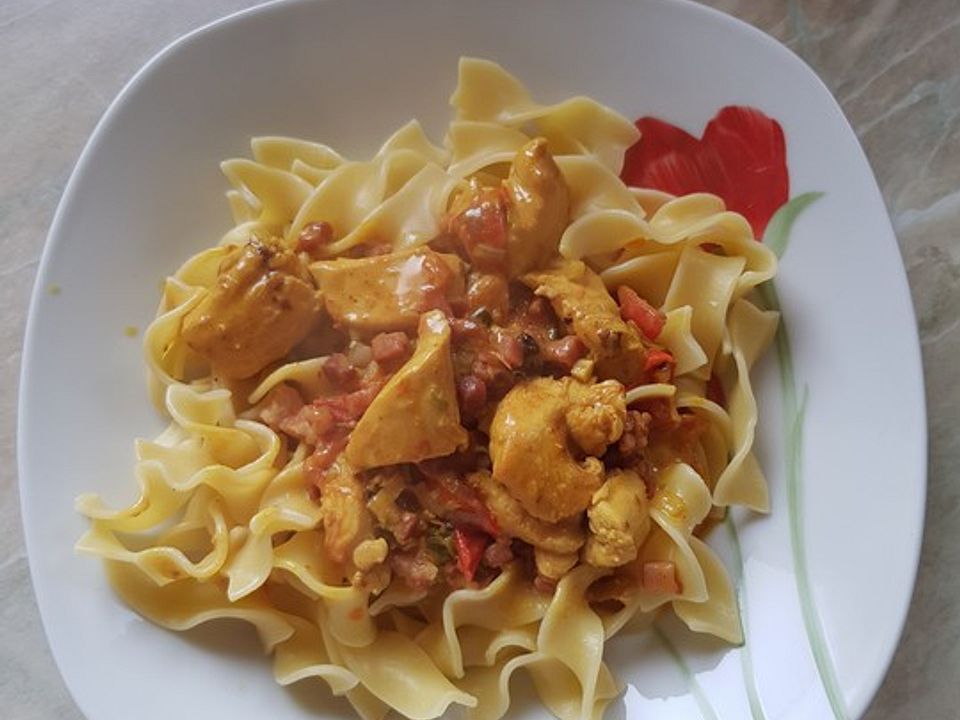 Nudeln mit Hähnchen in Curry von solskin90| Chefkoch