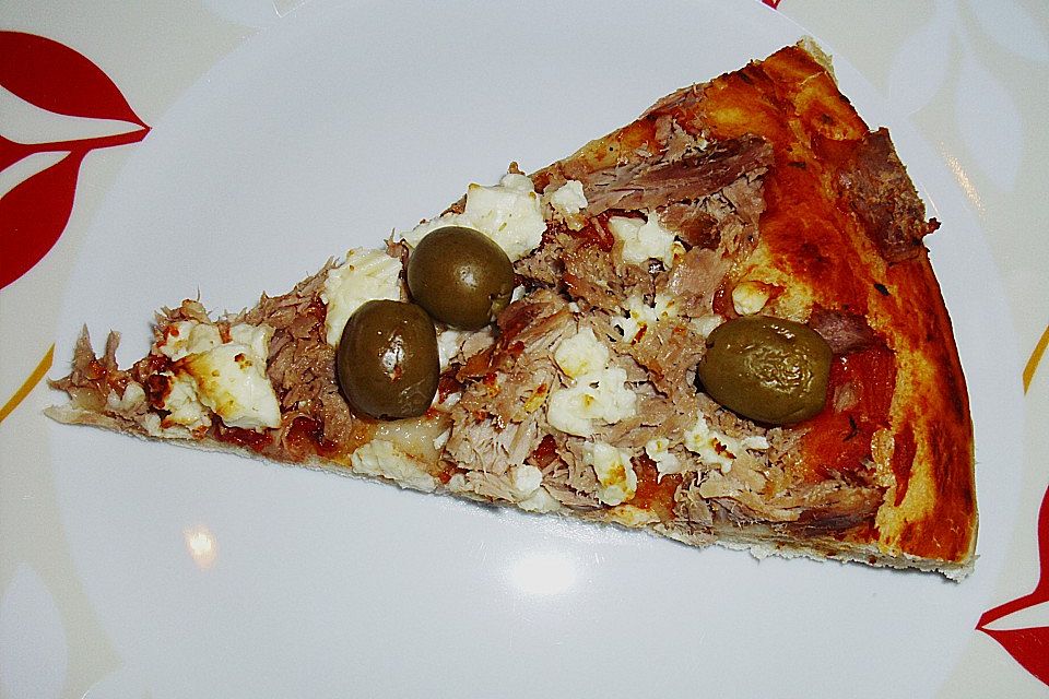 Thunfischpizza mit Schafskäse