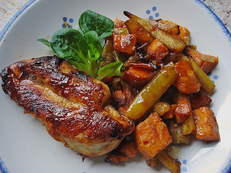 Senf-Honig-Hühnchen mit geröstetem Gemüse von Andrea_Sch| Chefkoch