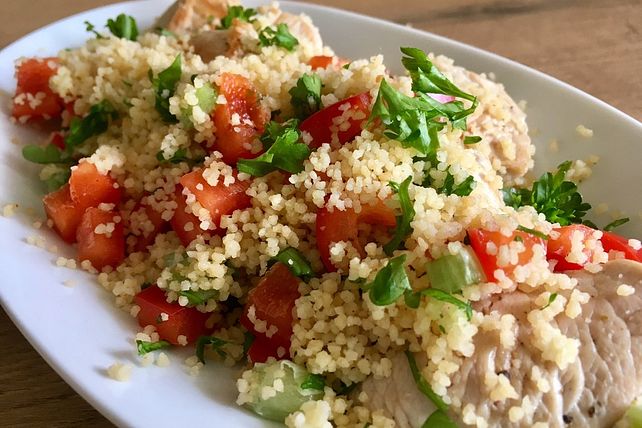 Couscous Salat mit Hähnchenbrust von Seesternchenmeer| Chefkoch