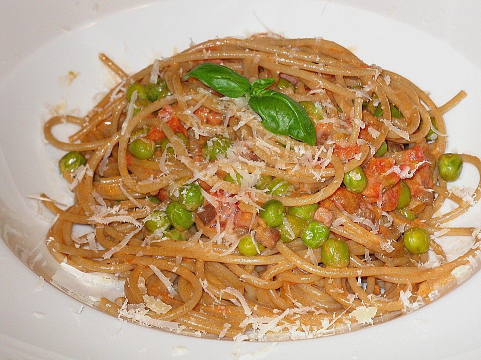 Spaghetti mit Erbsen - Speck - Sauce von brigschi| Chefkoch