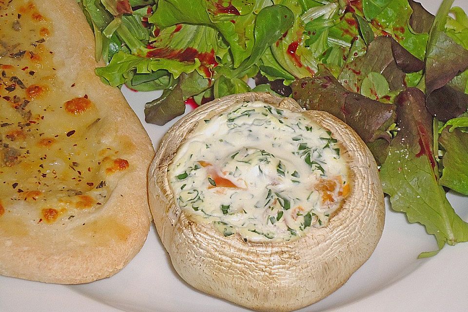 Champignons gefüllt mit Bärlauch - Frischkäse