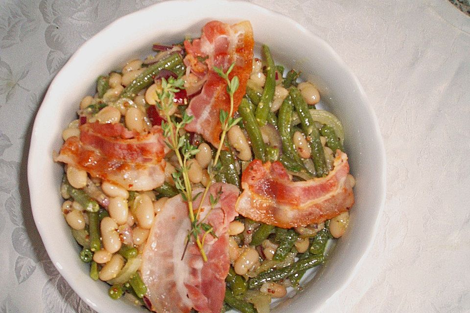 Bohnensalat mit Speck - Senf - Dressing