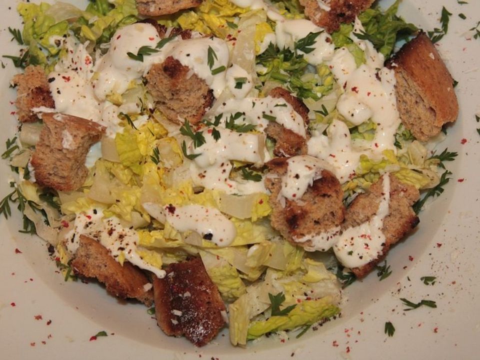 Caesar&amp;#39;s Salad mit Parmesan - Croûtons von Pholiota | Chefkoch
