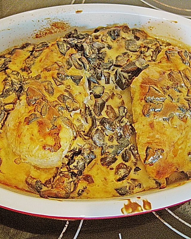 Hähnchenbrustfilet aus dem Ofen mit Champignons