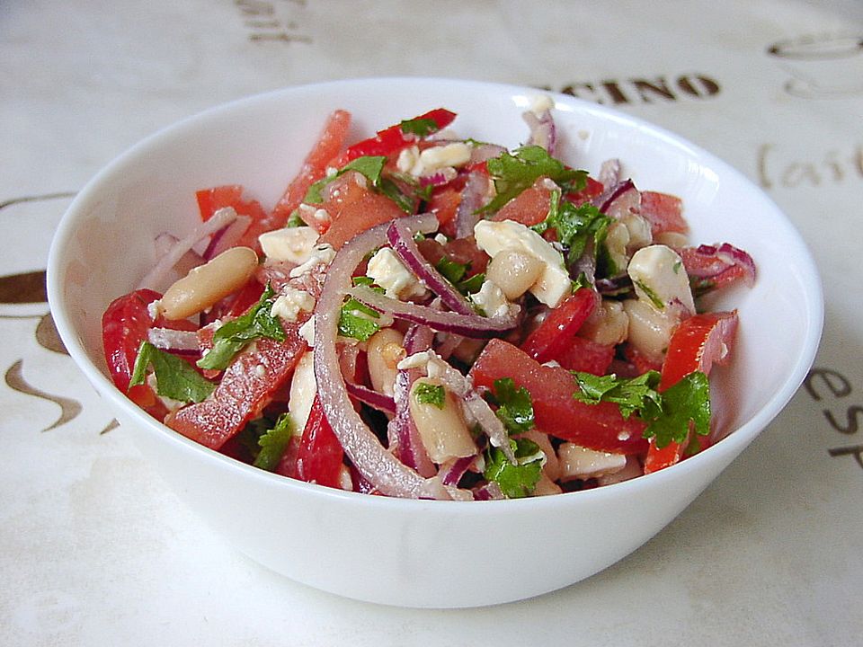Bohnen - Tomaten Salat mit Schafskäse von dielilith| Chefkoch