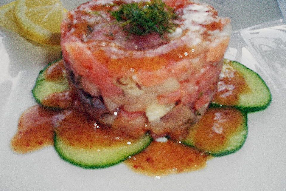 Lachs - Matjes - Tatar auf Gurke