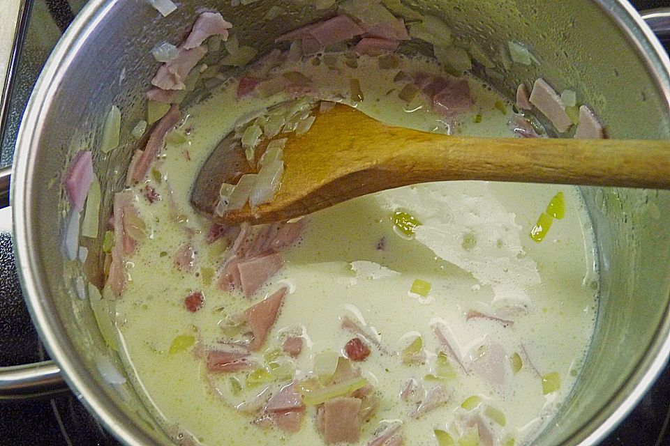 Spaghetti mit Schinken - Sahne - Sauce Spaghetti mit Schinken - Sahne - Sauce
