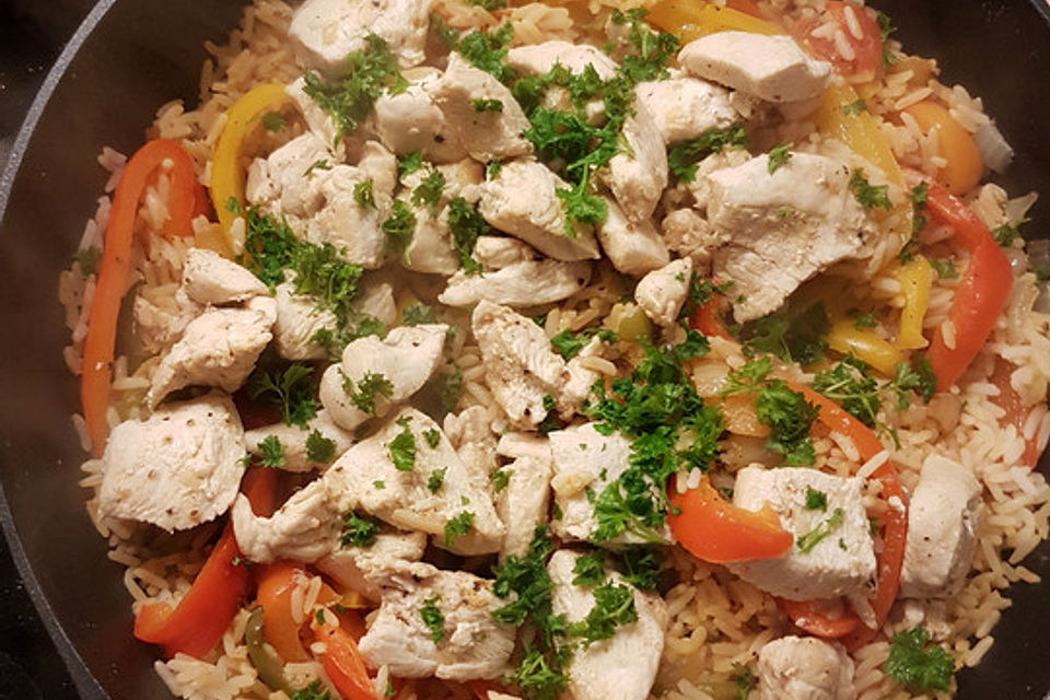 Hähnchen - Reis - Pfanne Hähnchen - Reis - Pfanne