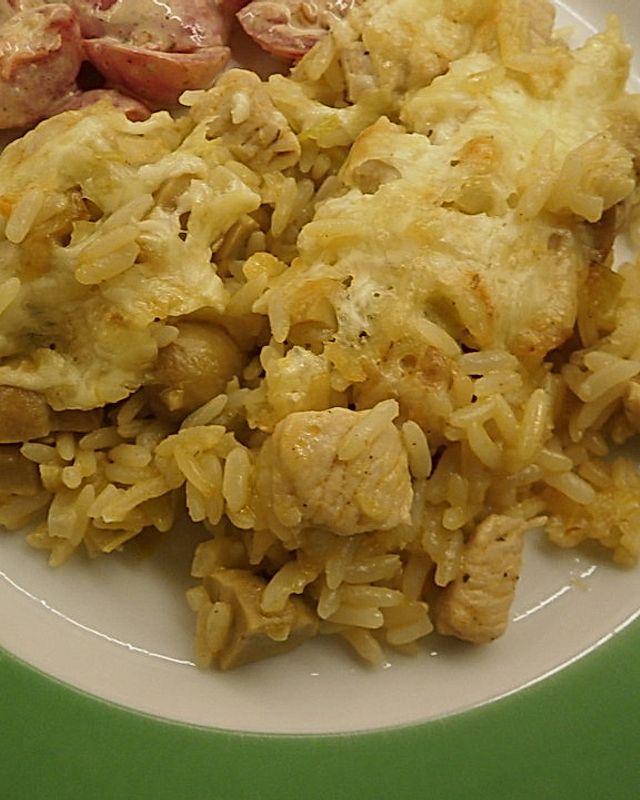 Überbackener Hähnchen - Reis - Topf